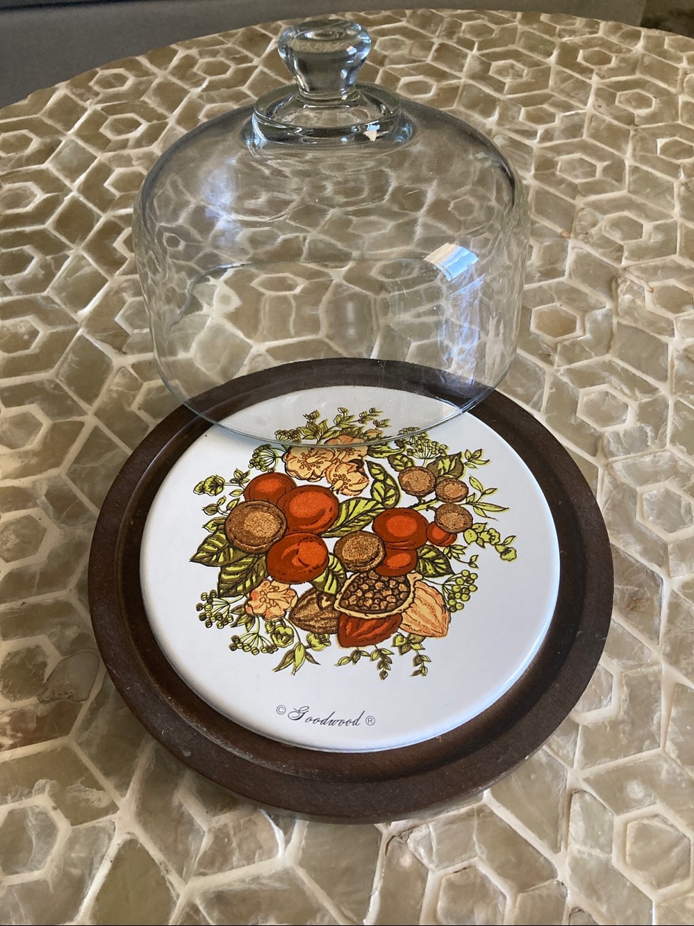 Corningware Vintage 1970's Good Wood Spice of Life 7.5” Tray & Glass Dome - Picture 4 of 8